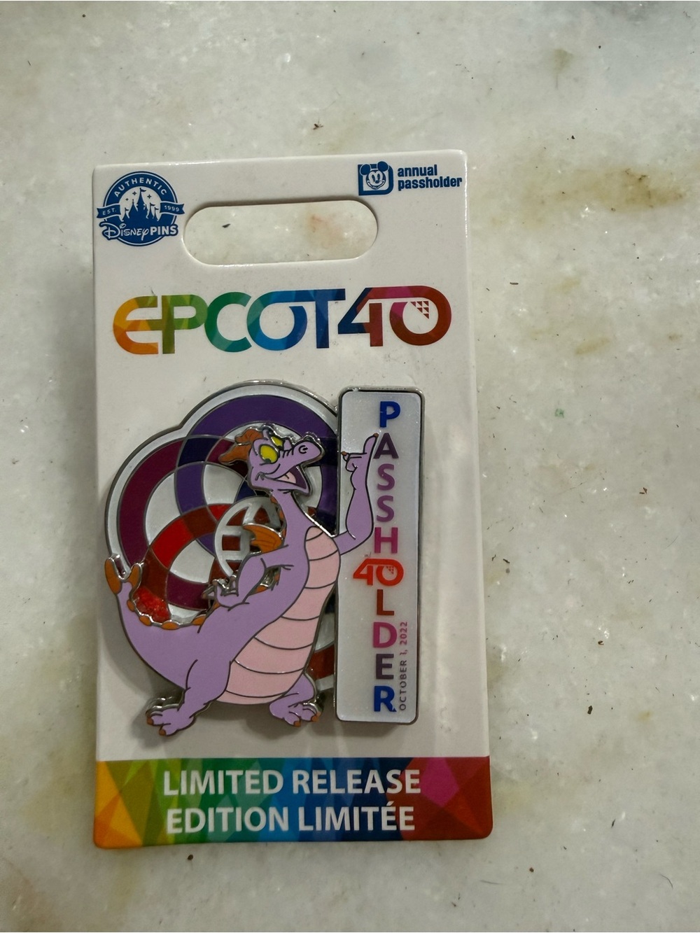 Disney EPCOT 40 Figment Purple and Pink Annual Passholder Pin